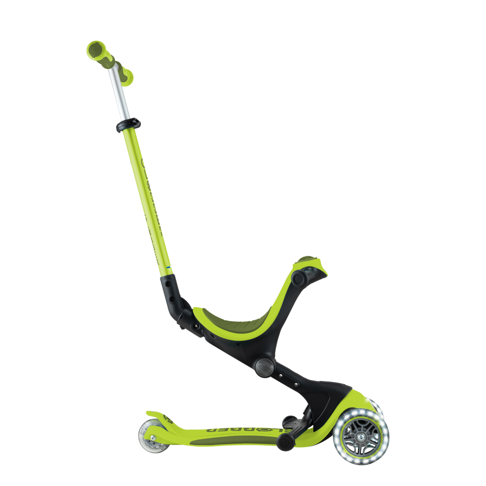 Paspirtukas GLOBBER Go Up Deluxe Lights, laimo žalia, maksimali apkrova iki 20kg, 748-606