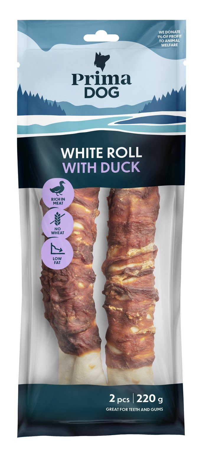 Skanėstas šunims PRIMADOG, baltas suktinis su antiena, 25cm, 2vnt, 220g