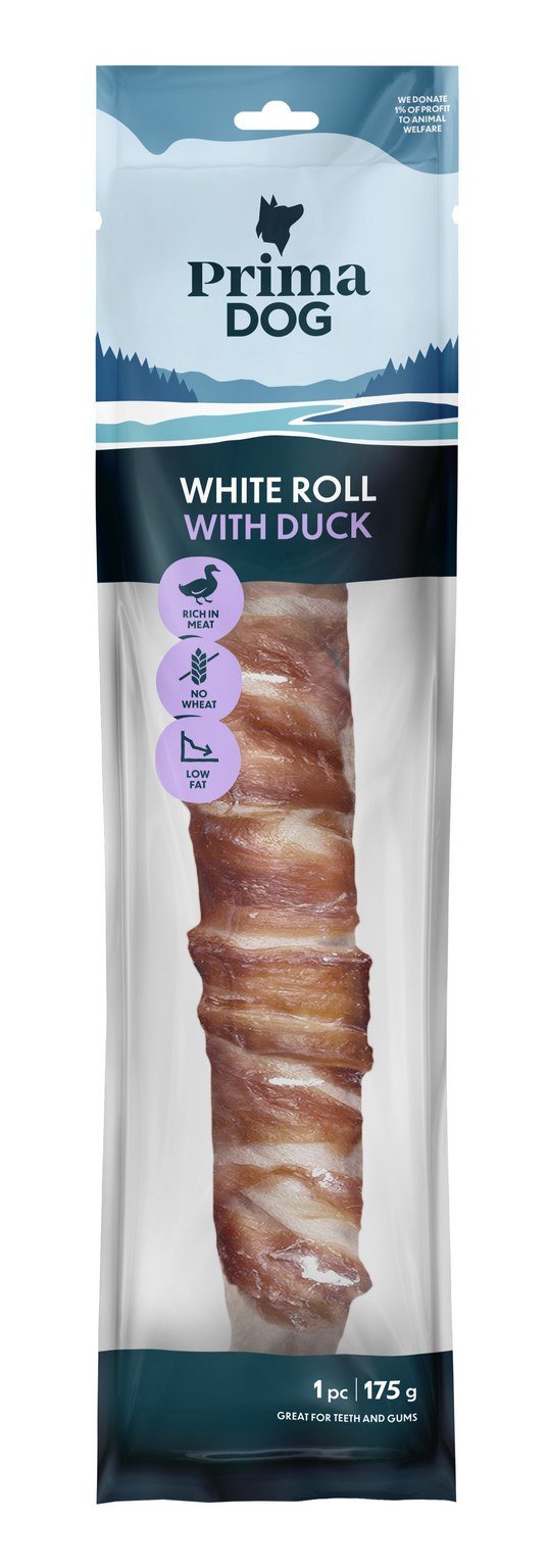 Skanėstas šunims PRIMADOG, baltas, suktinis su antiena, 38cm, 1vnt, 175g