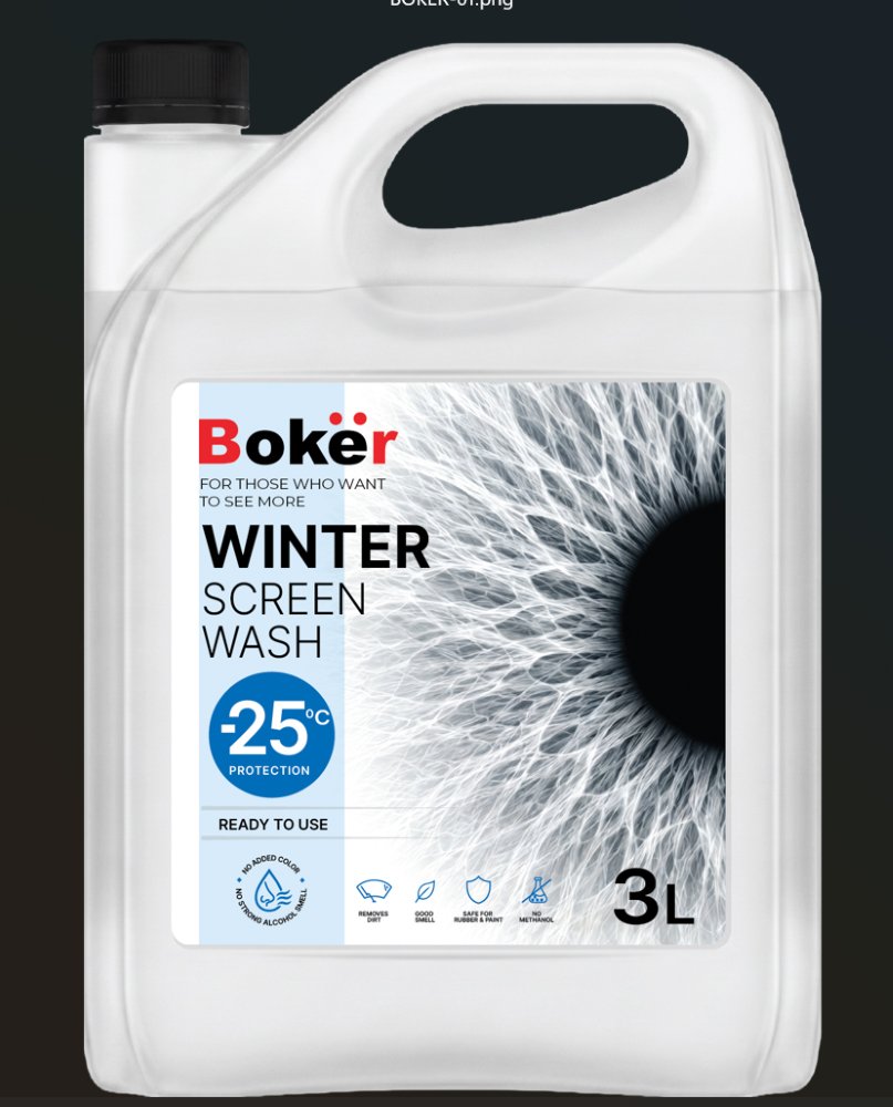 Automobilio stiklų ploviklis BOKER NEW VISION, -25°C, 3L, žieminis, su piltuvėliu 
