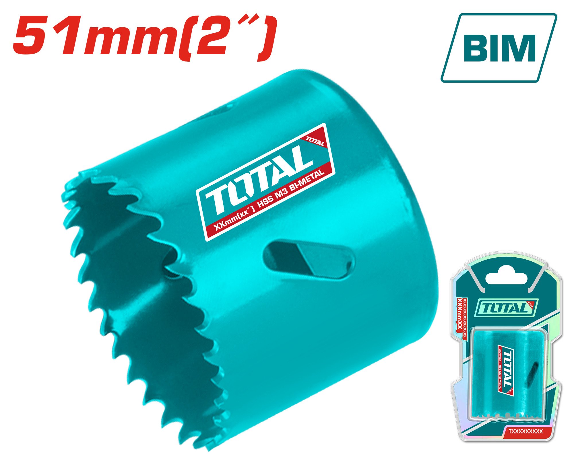 Gręžimo karūnėlė TOTAL, HSS M3 Bi-metal, 4-6 TPI, 51 mm, TAC410511