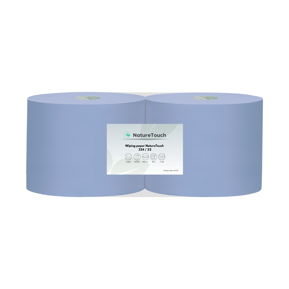 Popierinis rankšluostis NatureTouch, mėlynos sp., 2 sl., 324 m., 2 vnt.