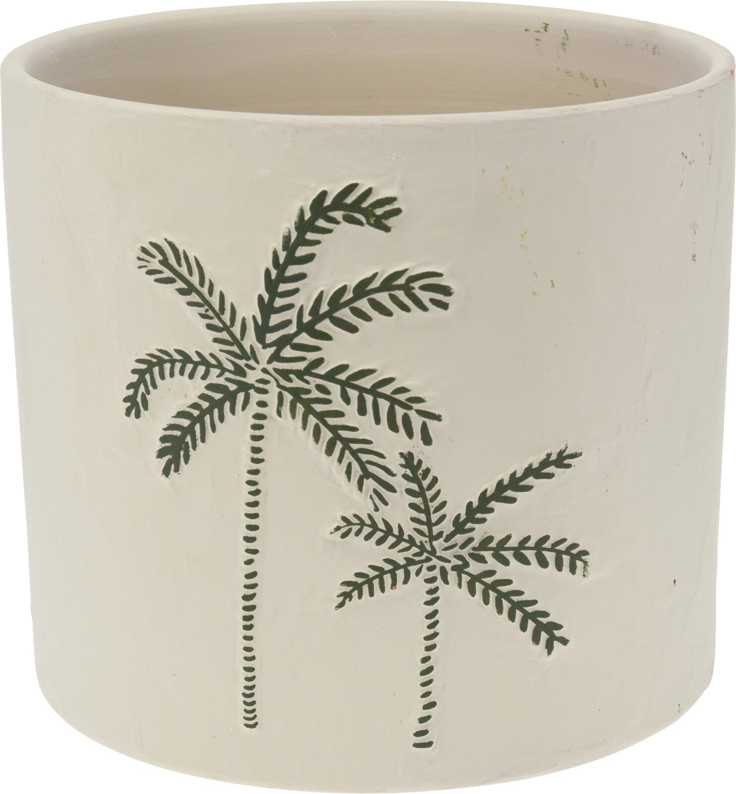 Kambarinis keraminis vazonas Palmės, smėlio sp., 16,5 x 16,5 x 15 cm.