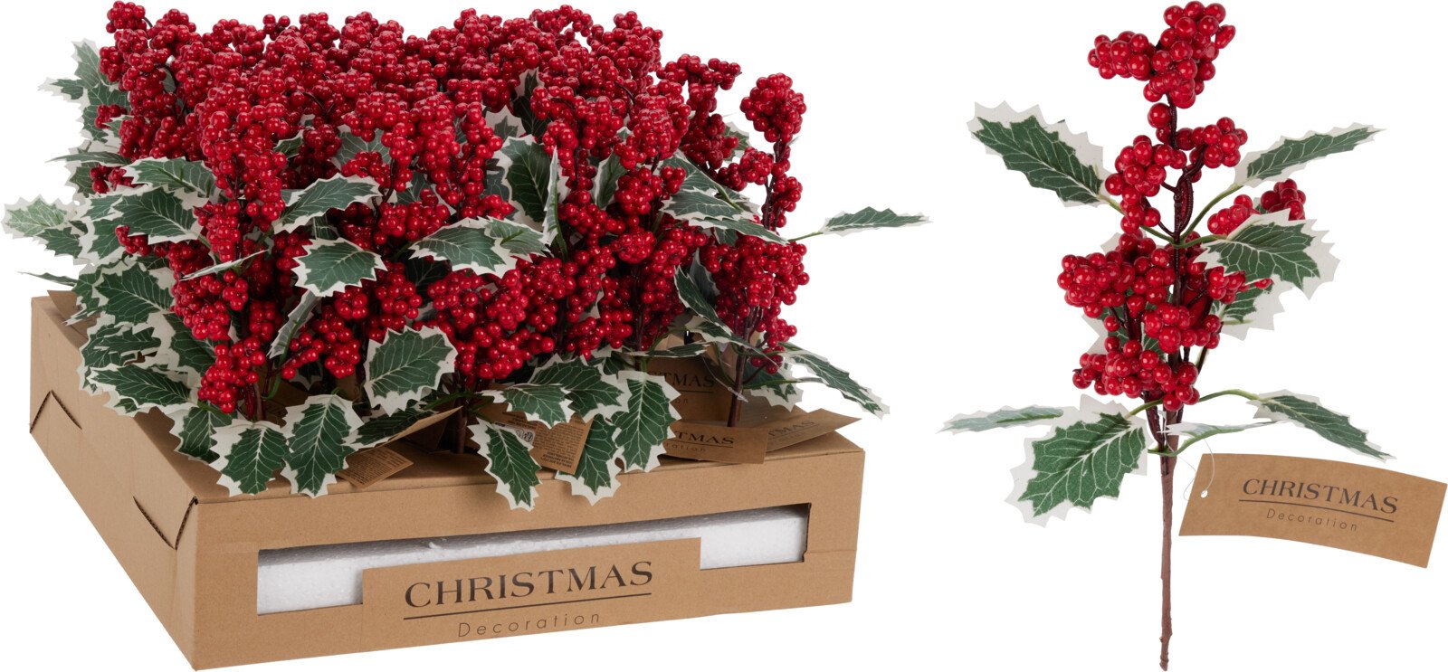 Kalėdinė dekoracija Šakelė su uogomis, raudonos sp., 30 cm