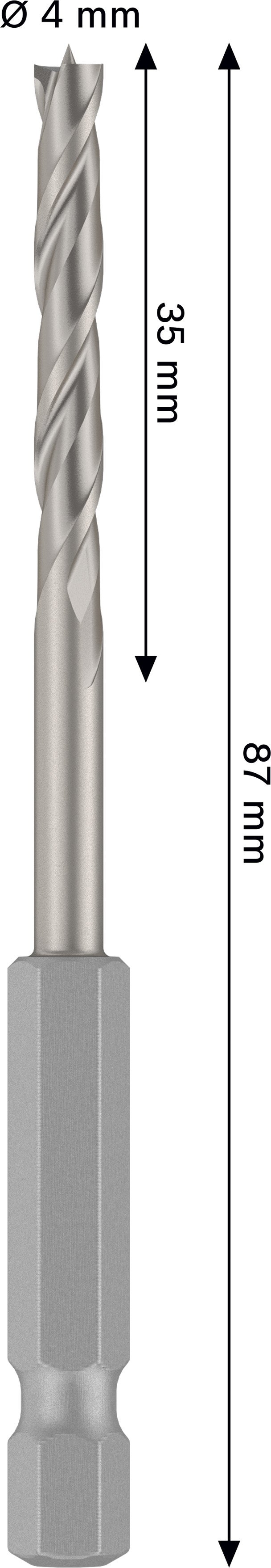 Grąžtas medienai BOSCH PRO, šešiakampiu tvirtinimu, 4 mm x 88 mm