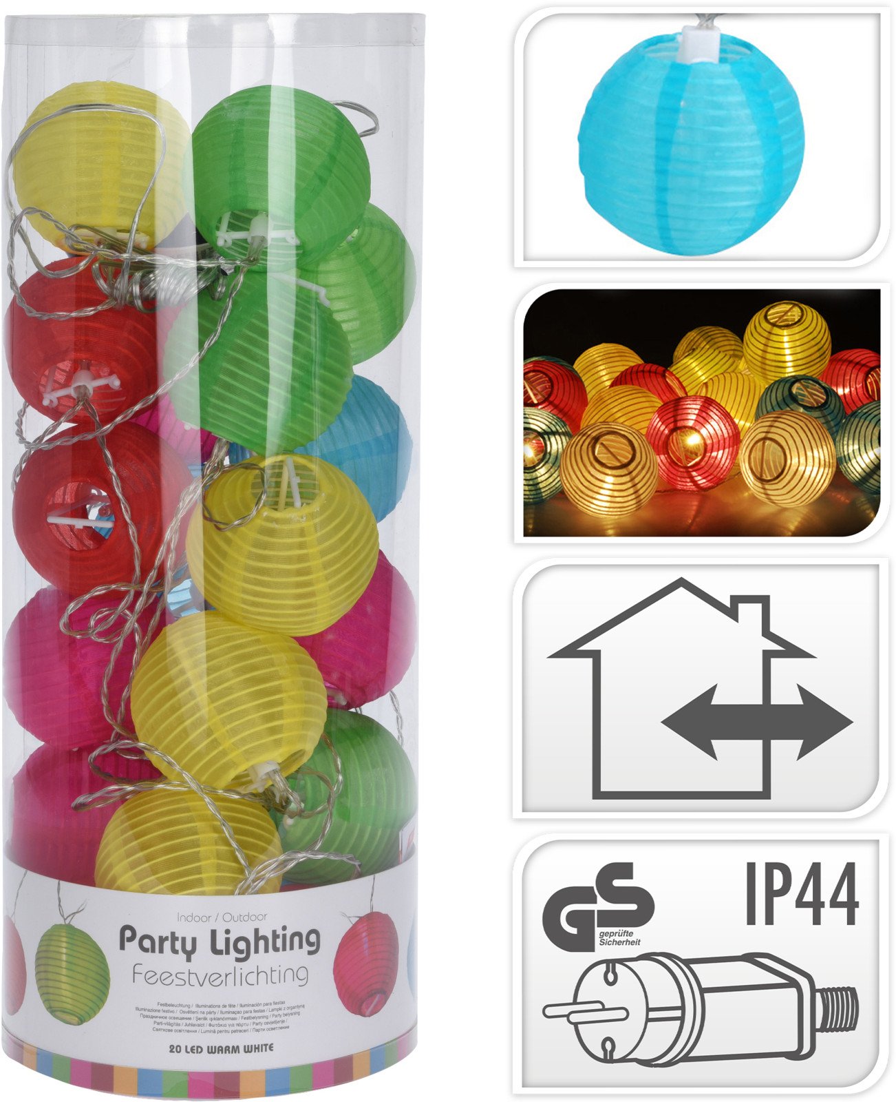 LED girlianda, 20 LED lempučių, IP44, tinka naudoti lauke, ilg. 10,75 m, 220V-240V