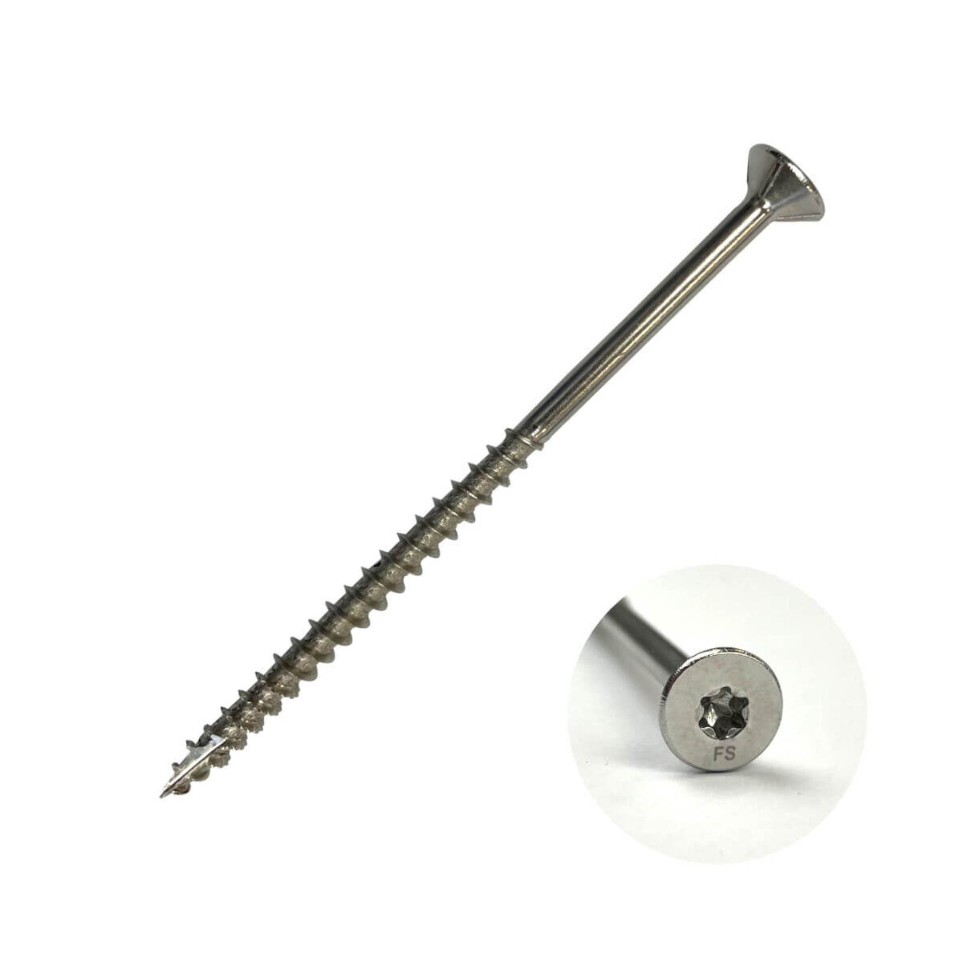 Konstrukciniai medsraigčiai FASTSHIFTER FT TWISTER, 5 x 90 mm, A2 nerūd. plieno, vaškuoti, 200 vnt., TORX25