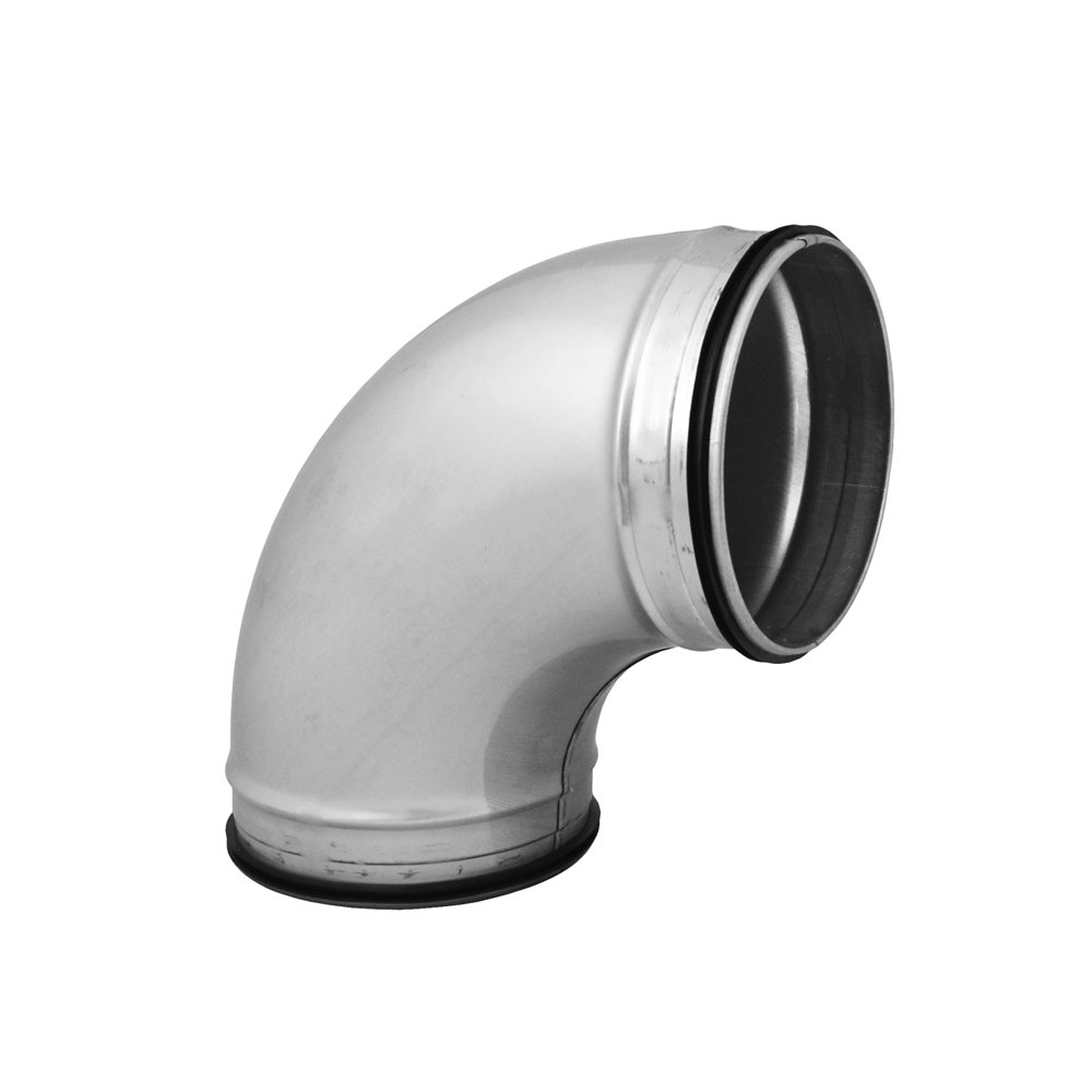 Alkūnė ALNOR PBG-90-160, d160 mm-90°, su tarpine, cinkuota skarda