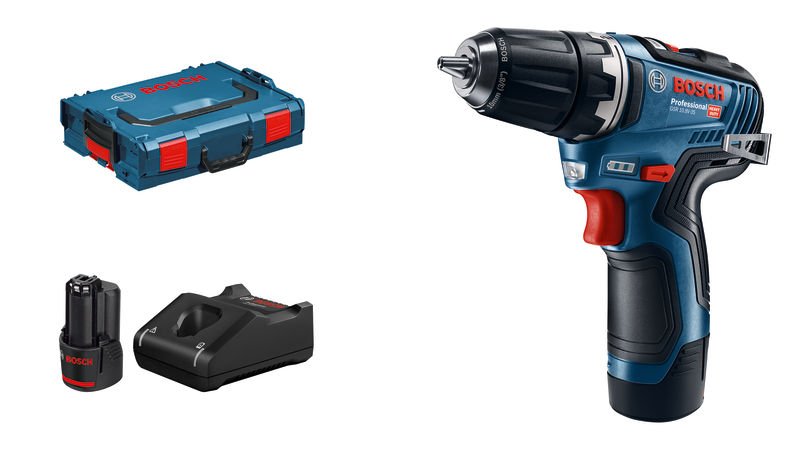 Akumuliatorinis suktuvas BOSCH Professional GSR 12V-35, 12 V, sukimo momentas 20-35 Nm, komplekte 2 x 3,0 Ah akumuliatoriai ir kroviklis, lagaminas, 06019H8002