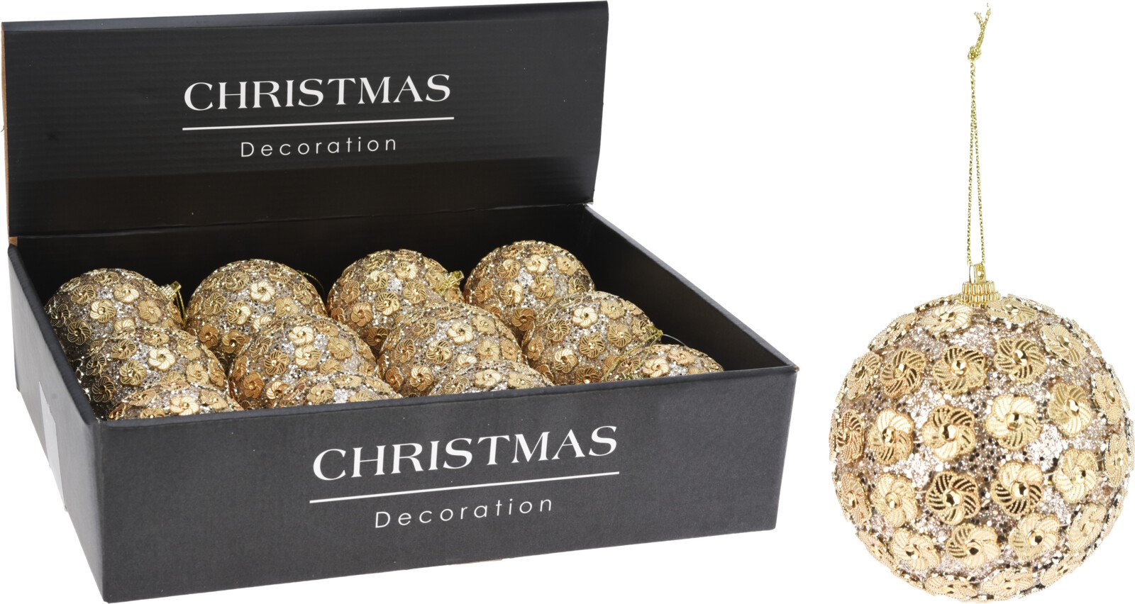 Eglutės žaisliukas, su gėlytėmis, šampano sp., skersmuo 8 cm