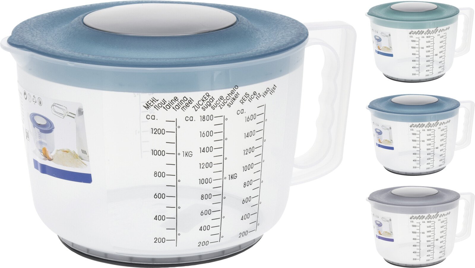 Matavimo indas, 2 l, įvairių spalvų