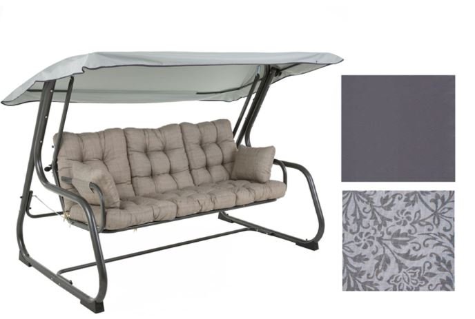 Sodo sūpynės PATIO Celebes, A079-06PB + stogas D031-16CW, 220 x 134 x 157 cm, plienas, tekstilė, su pagalvėlėmis, maksimali apkrova iki 300 kg