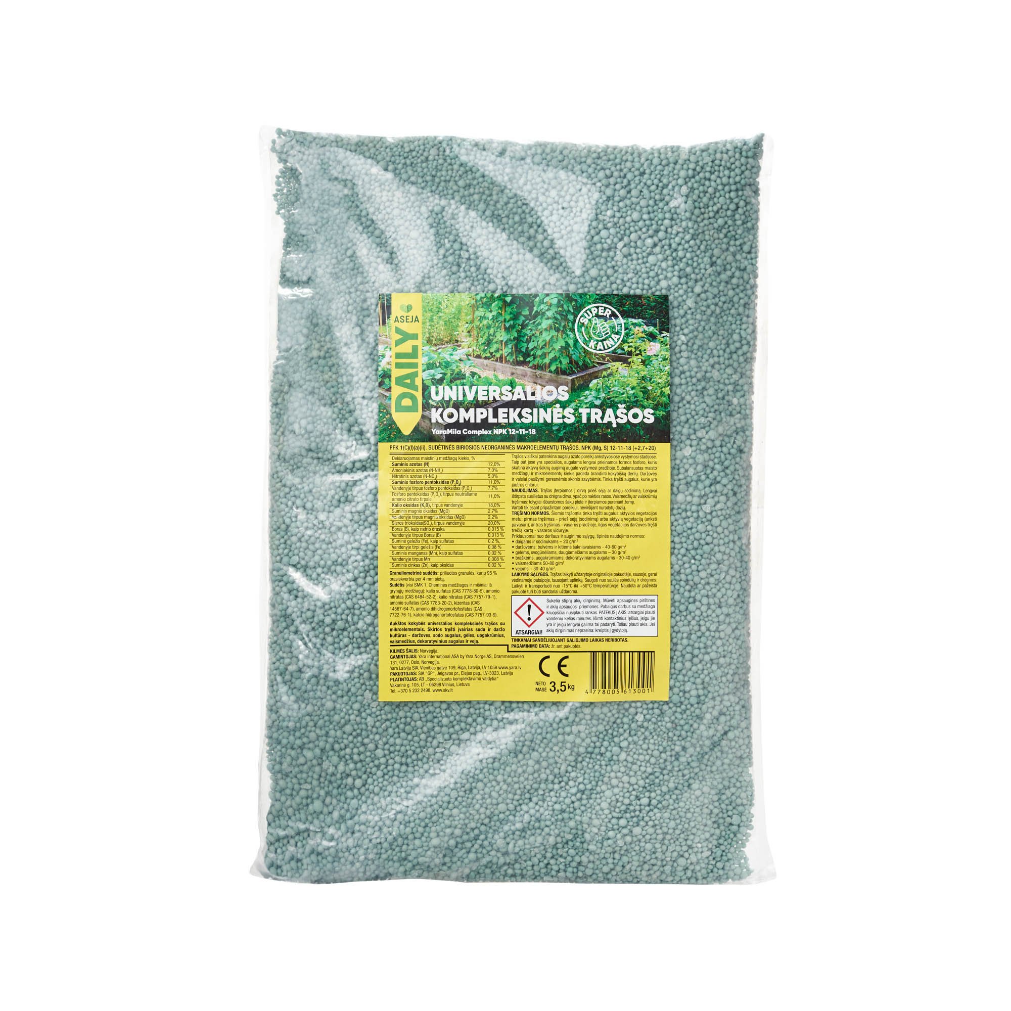 Universalios kompleksinės trąšos ASEJA DAILY, NPK 12-11-18, 3,5 kg