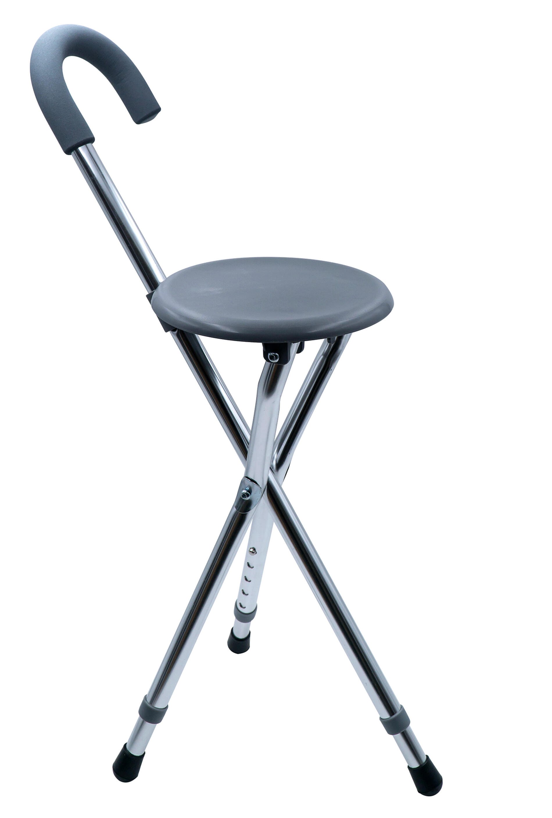 Vaikščiojimo lazda su sėdyne RIDDER, sulankstoma, pilkos spalvos, reguliuojamo aukščio, aliuminis / PP / TPE, A048110