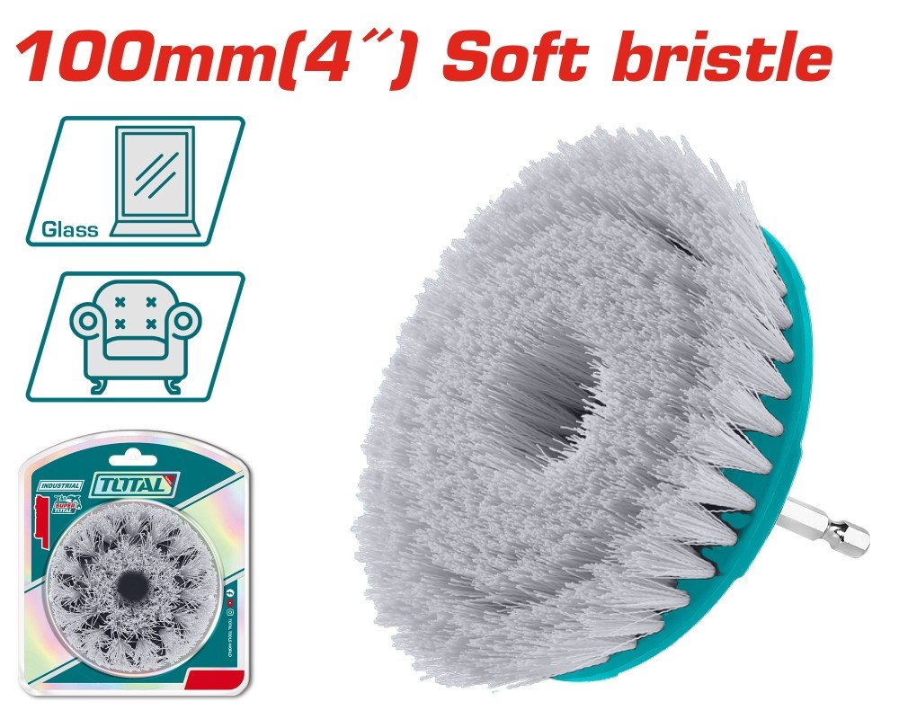 Valymo šepetys grąžtui TOTAL, minkšti šeriai, 100 mm, TACS1401