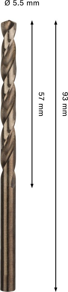 Grąžtas metalui BOSCH HSS-Co, DIN 338, 5,5 × 57 × 93 mm
