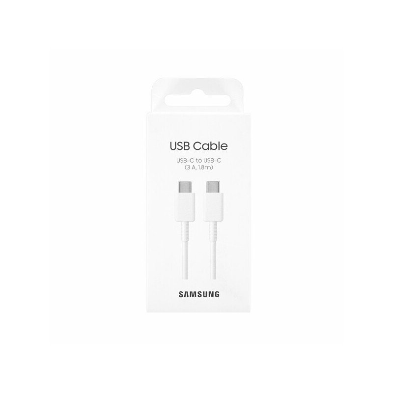 Įkrovimo laidas SAMSUNG, Type-C į Type-C, 3A, 1.8m kabelis, baltos sp., EP-DX310JWEGEU