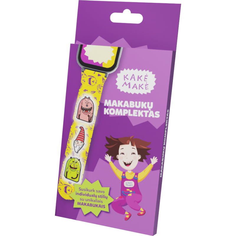Laikrodžio apyrankės aksesuarai Kakė Makė Makabukai, komplekte 3 vnt., Mamaisa, Nanaisa, Netvarkos nykštukas.