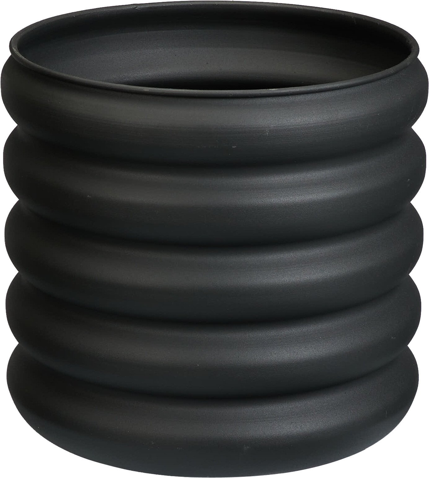 Lauko vazonas, metalinis, banguotas, juodos sp., 30 x 30 x 28 cm.