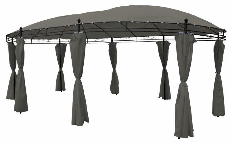 Sodo pavėsinė, ovali, 530 x 350 cm, aukštis 260 cm, šviesiai pilkos sp.