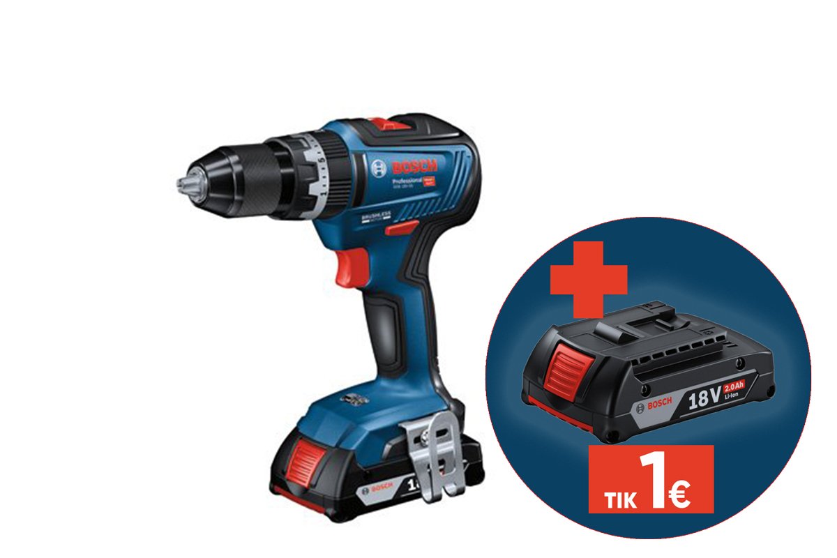 Akumuliatorinis smūg. gręžtuvas BOSCH Professional GSB 18V-55, Solo, be akumuliatorių ir kroviklio, 28/55 Nm, 13 mm