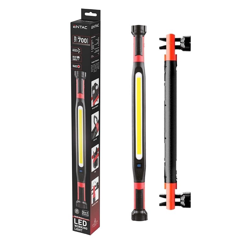 LED žibintuvėlis ENTAC EN-2058, 10 W, 700 lm, IPX4, įkraunamas su USB-C, su magnetu
