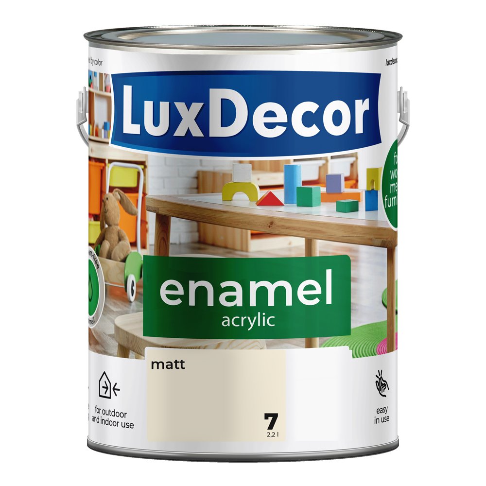 Universali akrilinė emalė LUXDECOR, 2,2 l, (07) vanilinis kremas, matinė, vandens pagrindu