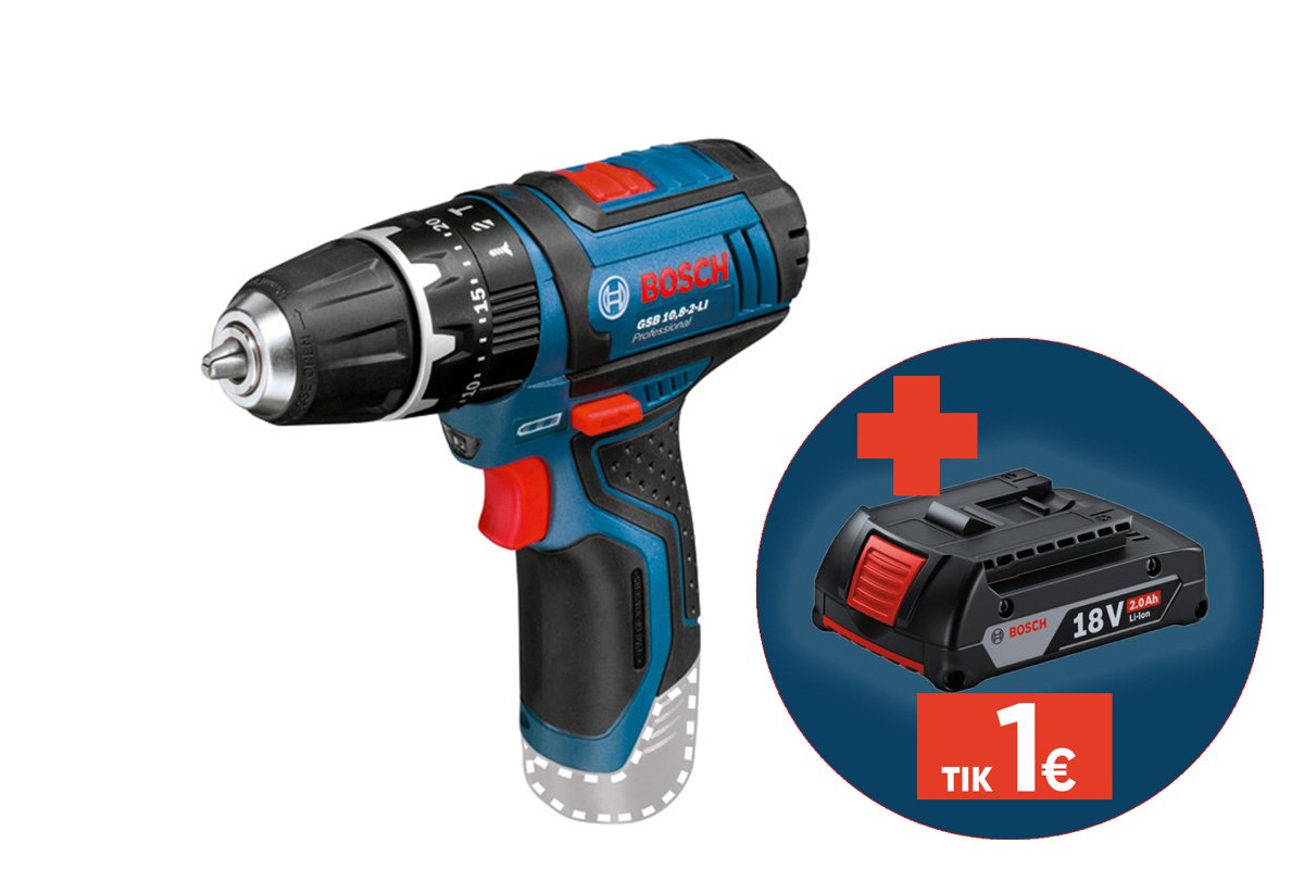 Akumuliatorinis suktuvas BOSCH Professional GSB, 12V-15, SOLO, sukimo momentas 15-30 Nm, 10 mm griebtuvas, 06019B6901, be akumuliatoriaus ir kroviklio