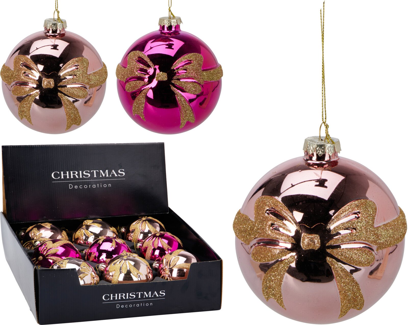 Eglutės žaisliukas, stiklas, su iškiliu kaspino ornamentu, 3 skirtingos sp., skersmuo 10 cm