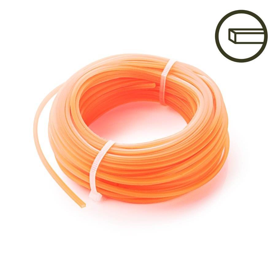 Žoliapjovės pjovimo lynas HERVIN GARDEN KZPL3.0X10, kvadratinis, oranžinės spalvos, skersmuo 3,0 mm, 10 m