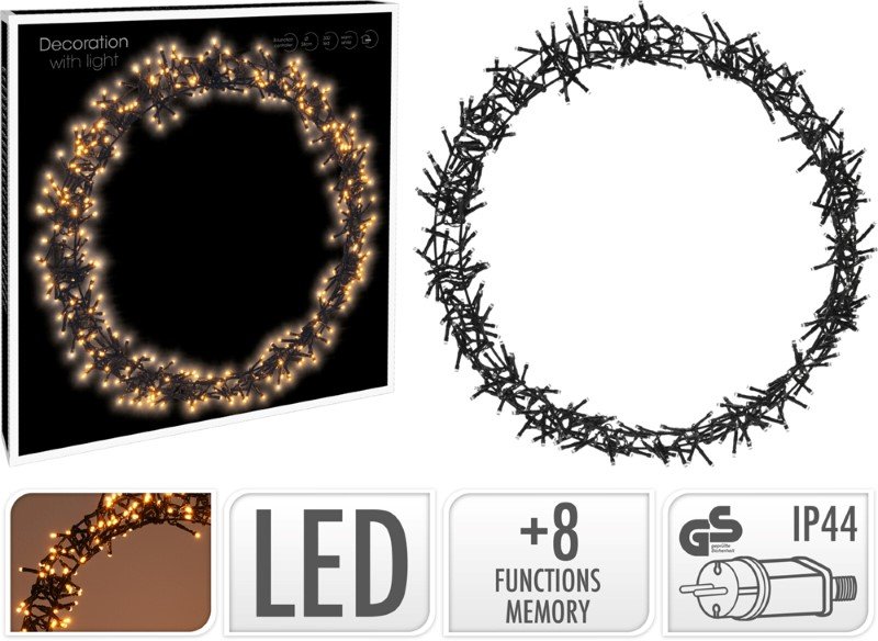 LED dekoracija, žiedo formos, 400 LED, 48 cm,  šiltai baltos sp.