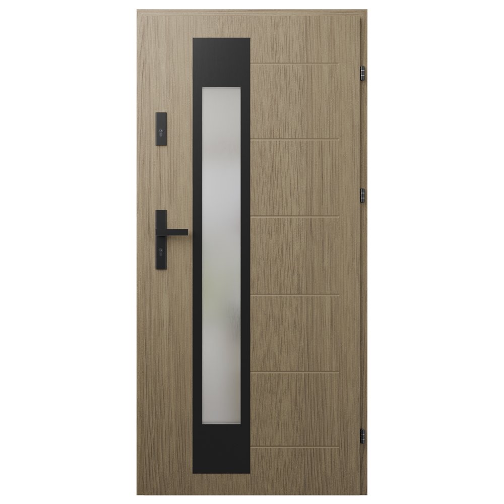 Metalinės lauko durys STALPRODUKT S50, dešininės, Vinčesterio ąžuolo spalvos, 2075x864x72 mm