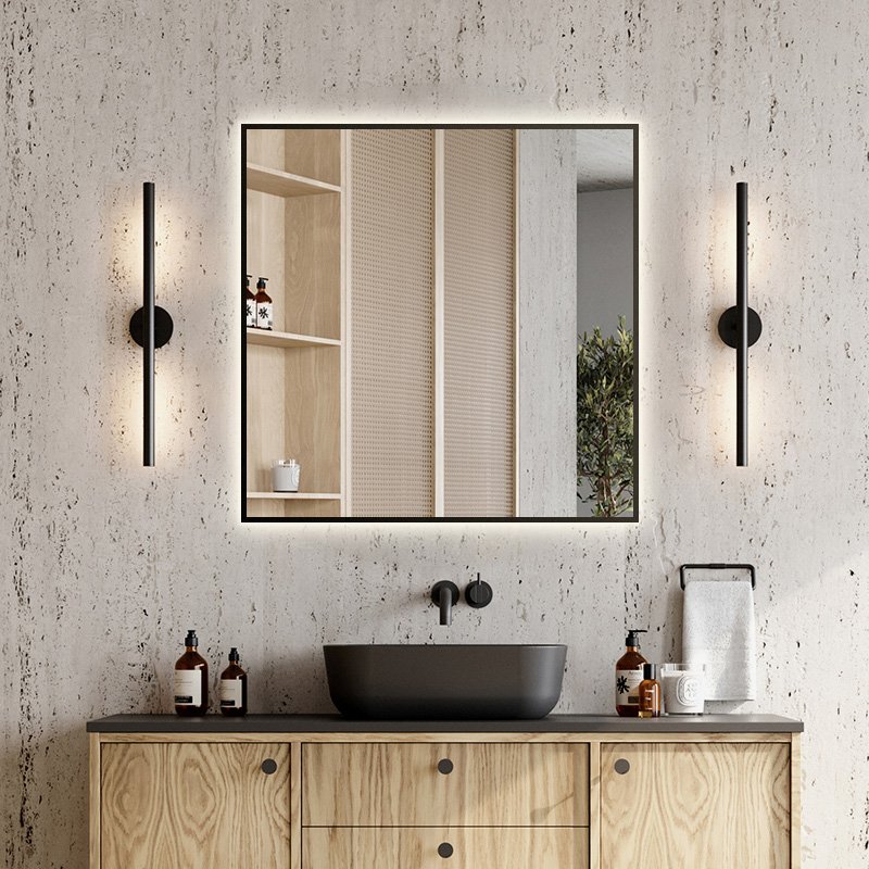 Vonios veidrodis ELITA SHARON SQUARE, 80 x 80 cm, LED, juodas rėmas, IP 44, 4000 K, 169516