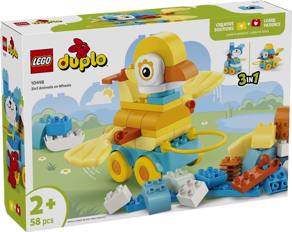 Konstruktorius LEGO DUPLO, gyvūnai ant ratukų 3in1