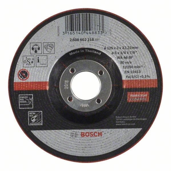 Lankstus rupiojo šlifavimo diskas BOSCH WA 46 BF, 125 mm, 3,0 mm 125x3,0x22,23 mm