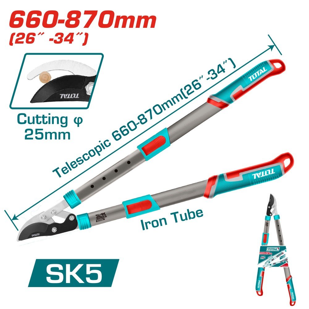 Teleskopinės šakų žirklės TOTAL THTS1527406, 55CS, 660-860 mm