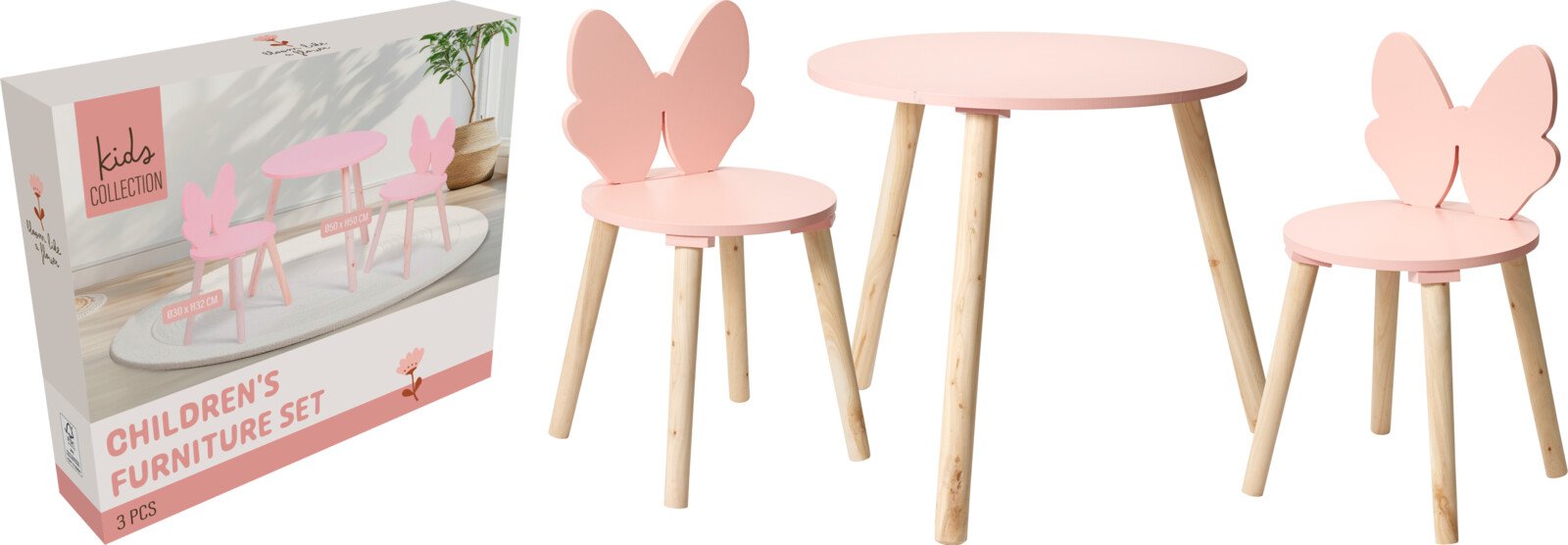 Vaikiškas staliuko ir kėdžių rinkinys KIDS, rožinės sp.