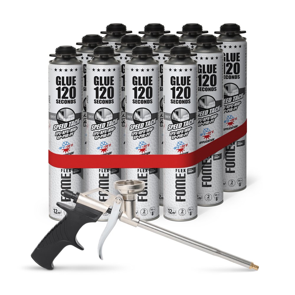 Klijuojančios putos FOME FLEX 120 Seconds Speed Tack, 750ml (12 vnt) + pistoletas