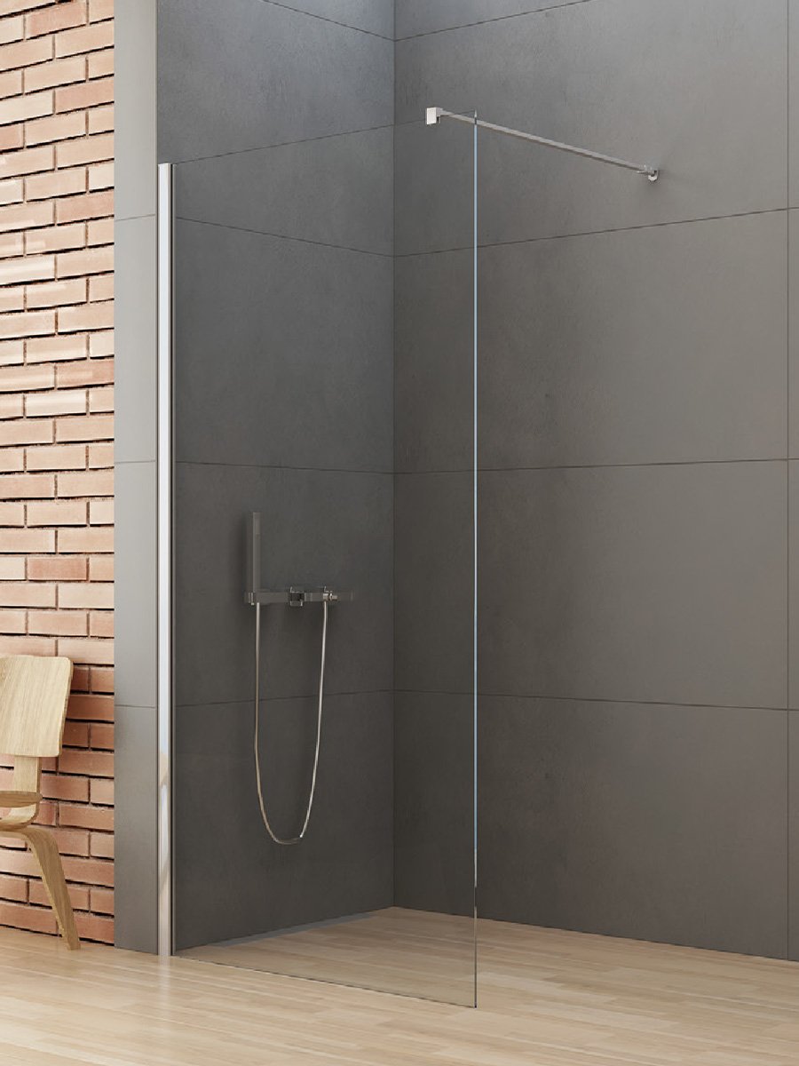 Dušo sienelė HARMONY Relaxa Chrome HAR-0352, 100 x 195 cm, chromuotas profilis, skaidrus grūdintas stiklas 6 mm