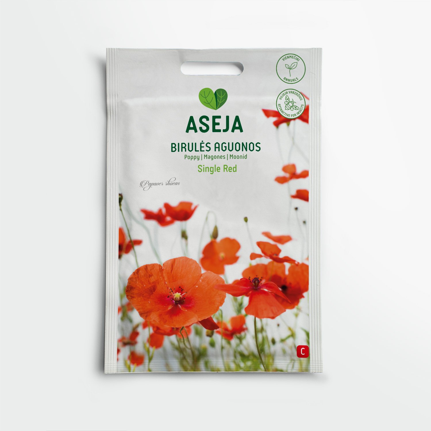 Birulės aguonos Single Red, ASEJA, 1 g, 40-0086 ©