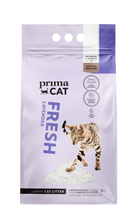 Kačių kraikas PrimaCat Fresh, levandų aromato, 5 L
