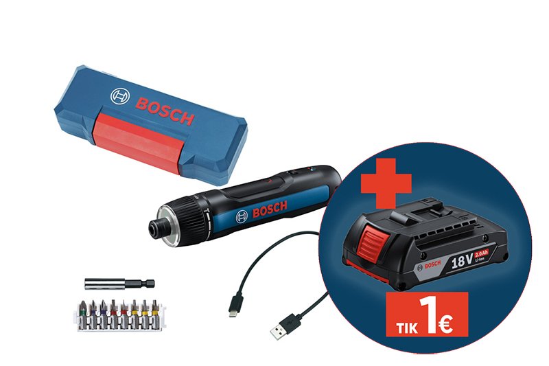 Akumuliatorinis suktuvas BOSCH Professional GO, 3,6 V, su integruotu 2,0 akumuliatoriumi, 06019H2201