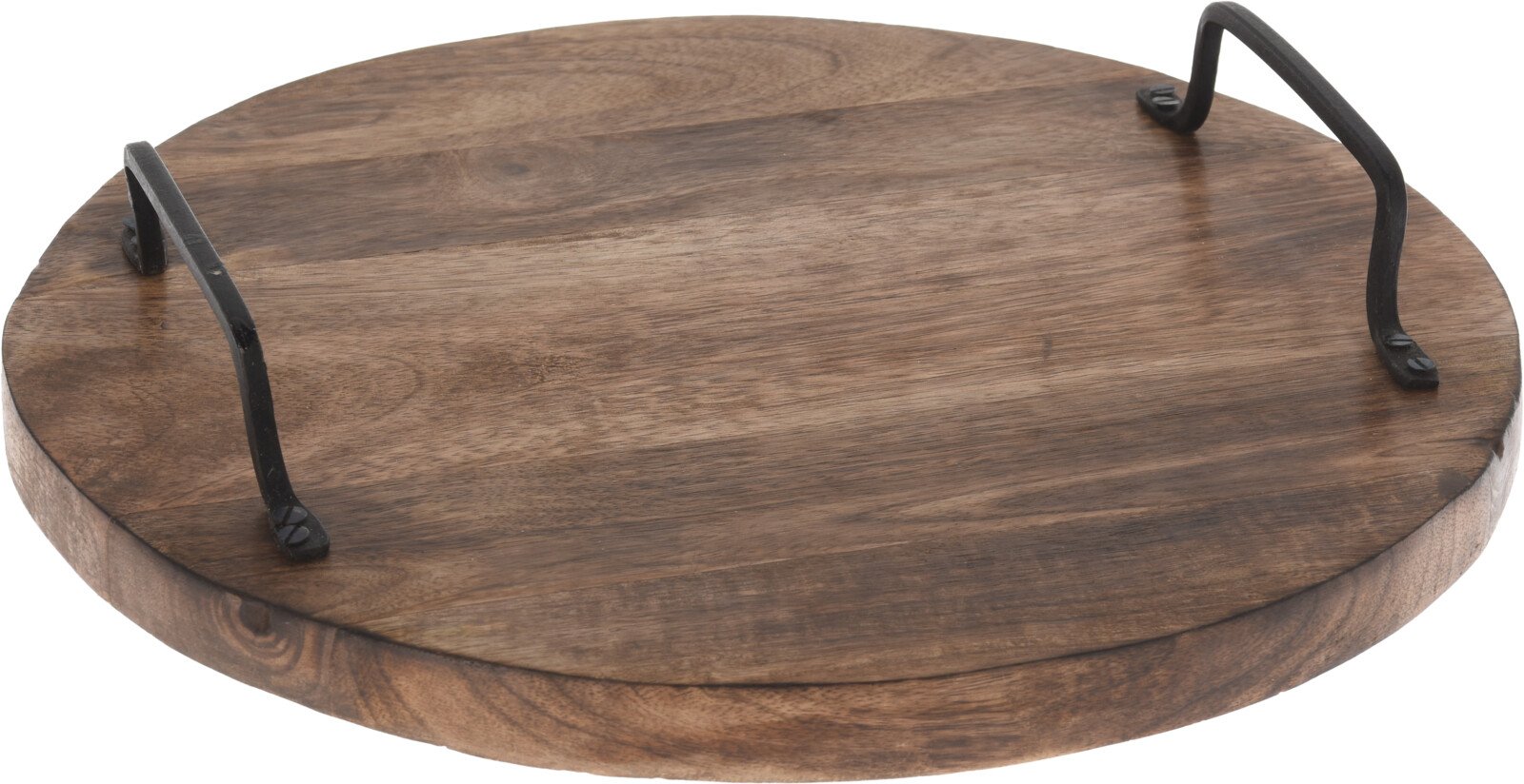 Pjaustymo lentelė su metalinėmis rankenomis, medinė, apvali, skersmuo 30 cm