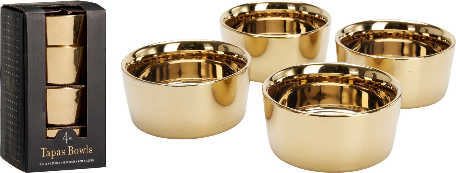 Serviravimo dubenėlių rinkinys, 4 vnt., keraminiai, aukso sp., 8,5 x 8,5 x 4,5 cm