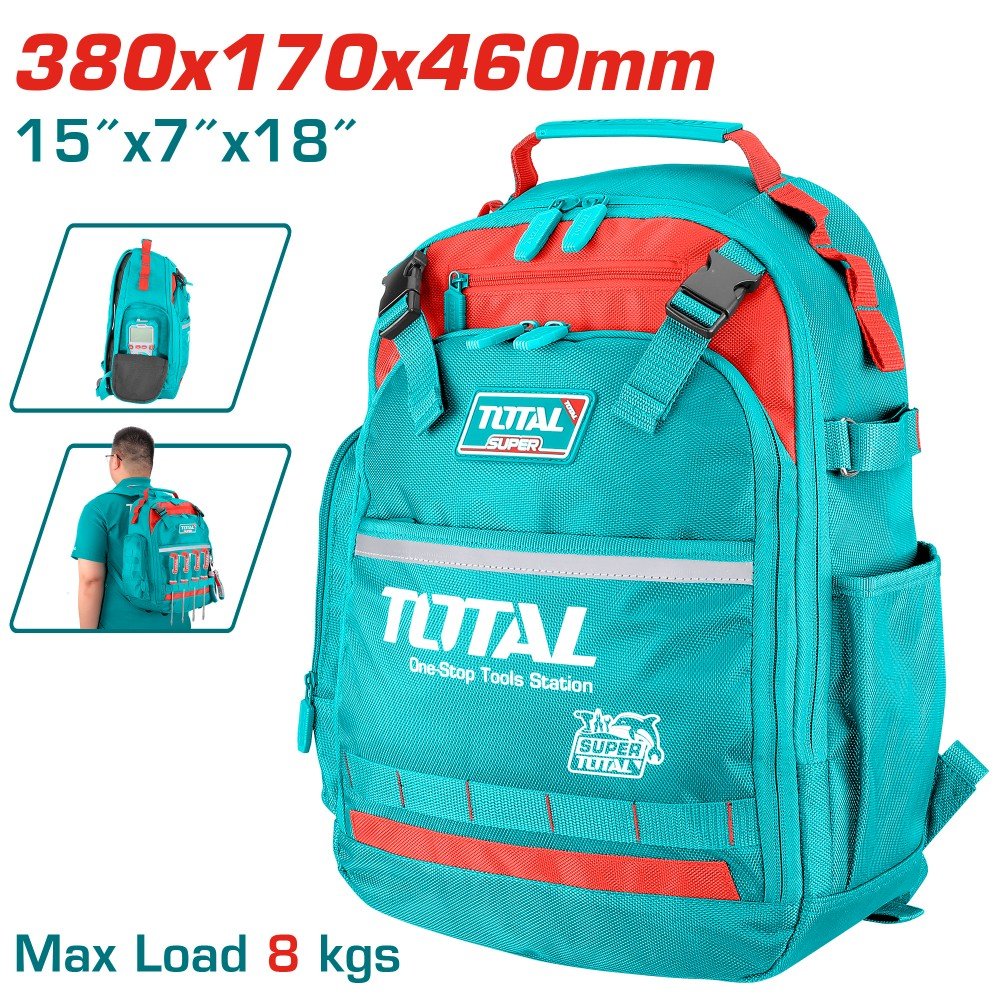 Įrankių kuprinė TOTAL, 8 kg, 380x170x460 mm, THBP02025