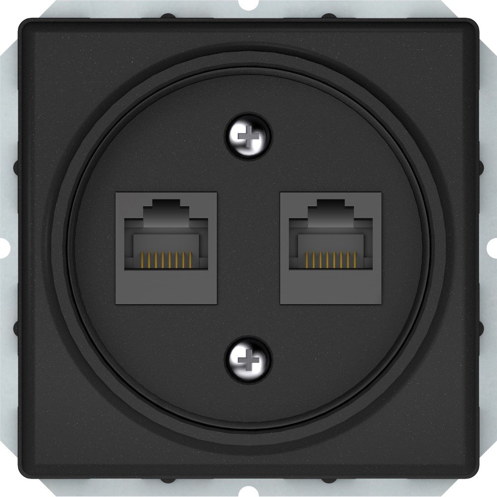 Kompiuterio lizdas VILMA ST150, 2 vietų, įleidžiamas, RJ-45, be rėmelio, juoda matinė sp., KLRJ45-26e2-02