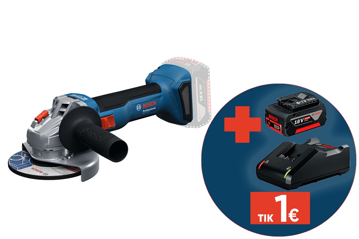 Akumuliatorinis kampinis šlifuoklis BOSCH Professional, GWS 18 V-8, SOLO, 18 V, disko diametras 125 mm, be akumuliatoriaus ir kroviklio, 06019N9000