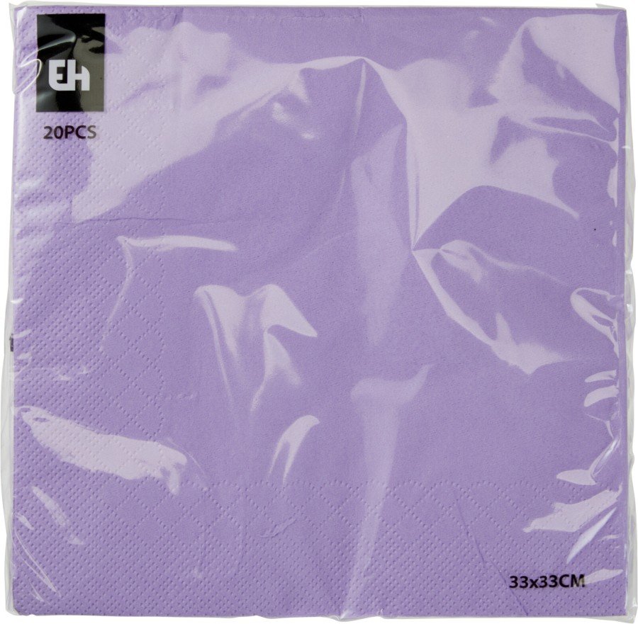 Servetėlės, 33 x 33 cm, 20 vnt., violetinės sp.