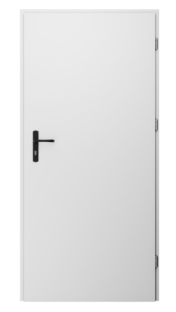 Plieninės durys, su stakta ir furnitūra, dešininės STALPRODUKT, spl. balta RAL 9010, 2060x985x40 mm, A140270095