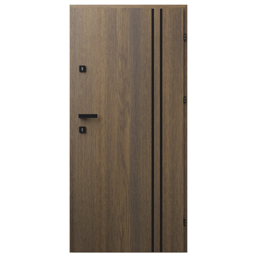 Metalinės lauko durys STALPRODUKT A6, kairinės, tamsaus riešuto spalvos 2075x864x55 mm